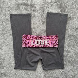 LA Kitty pink leopard print fold over flare leggings